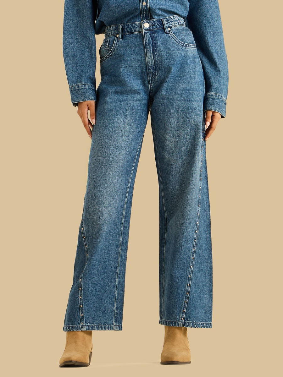 Studded Straight Fit Jeans