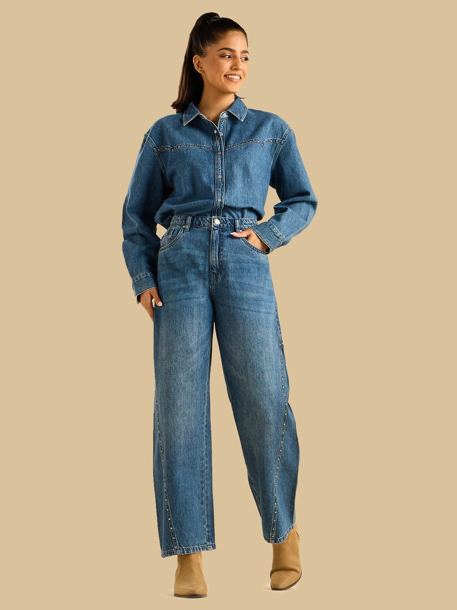 Studded Straight Fit Jeans