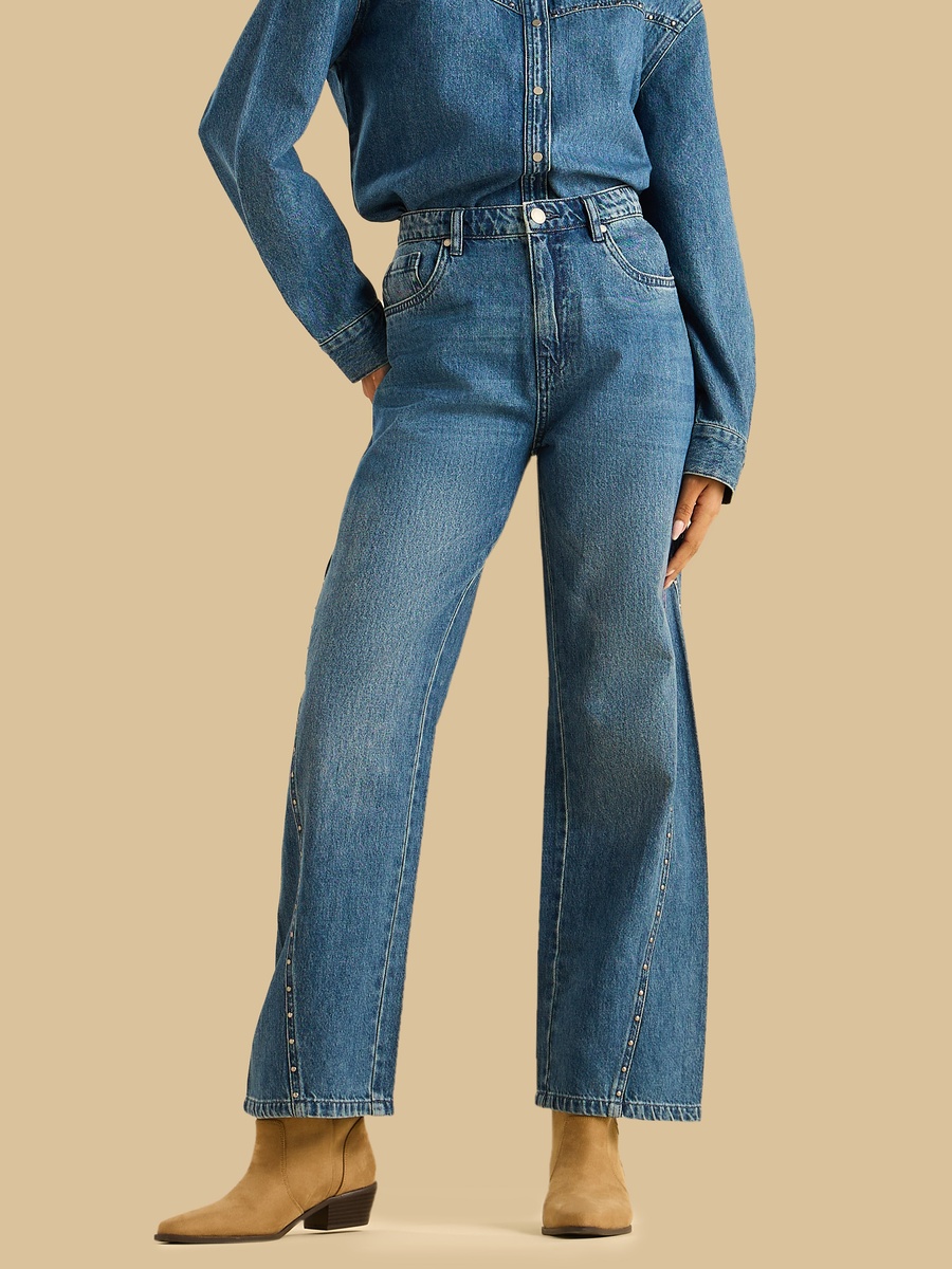 Studded Straight Fit Jeans