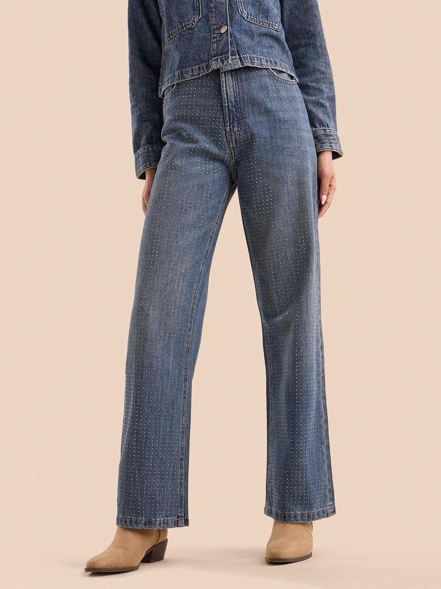 Embellished Straight Fit Jeans