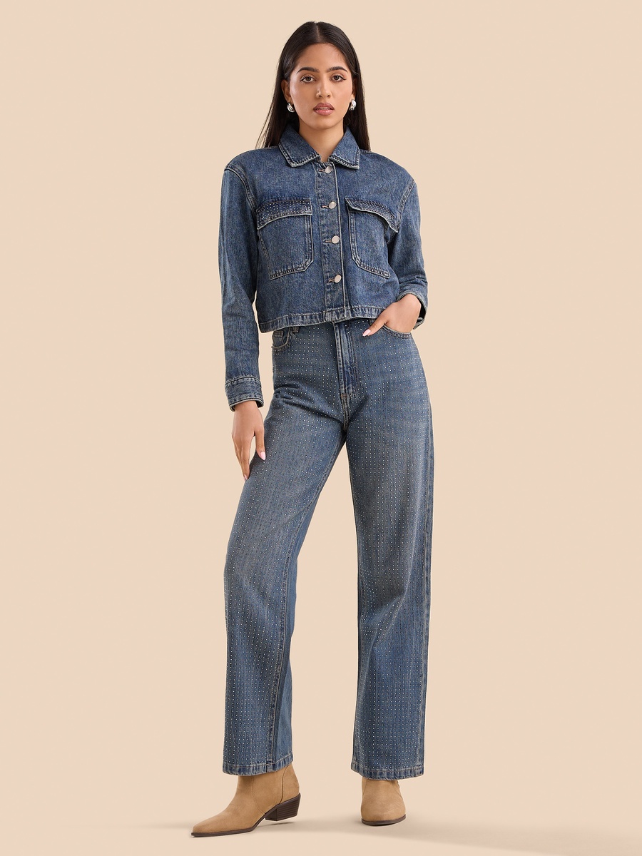 Embellished Straight Fit Jeans