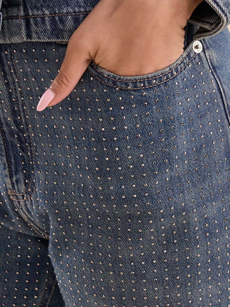 Embellished Straight Fit Jeans