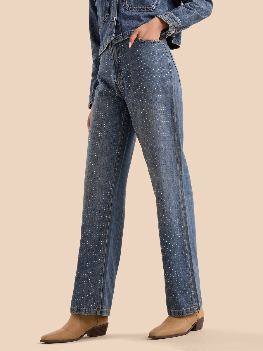 Embellished Straight Fit Jeans