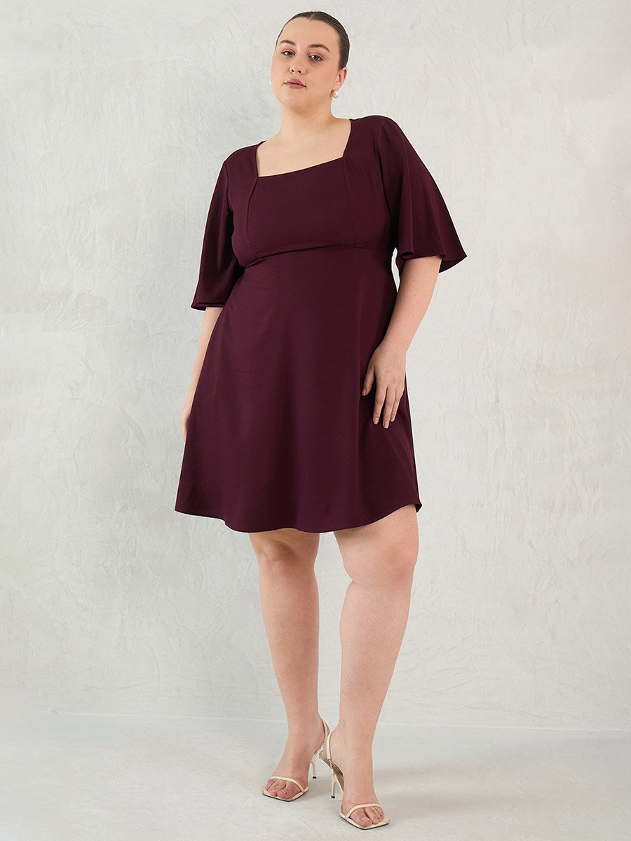 Plus Size Purple Knee Length Dress