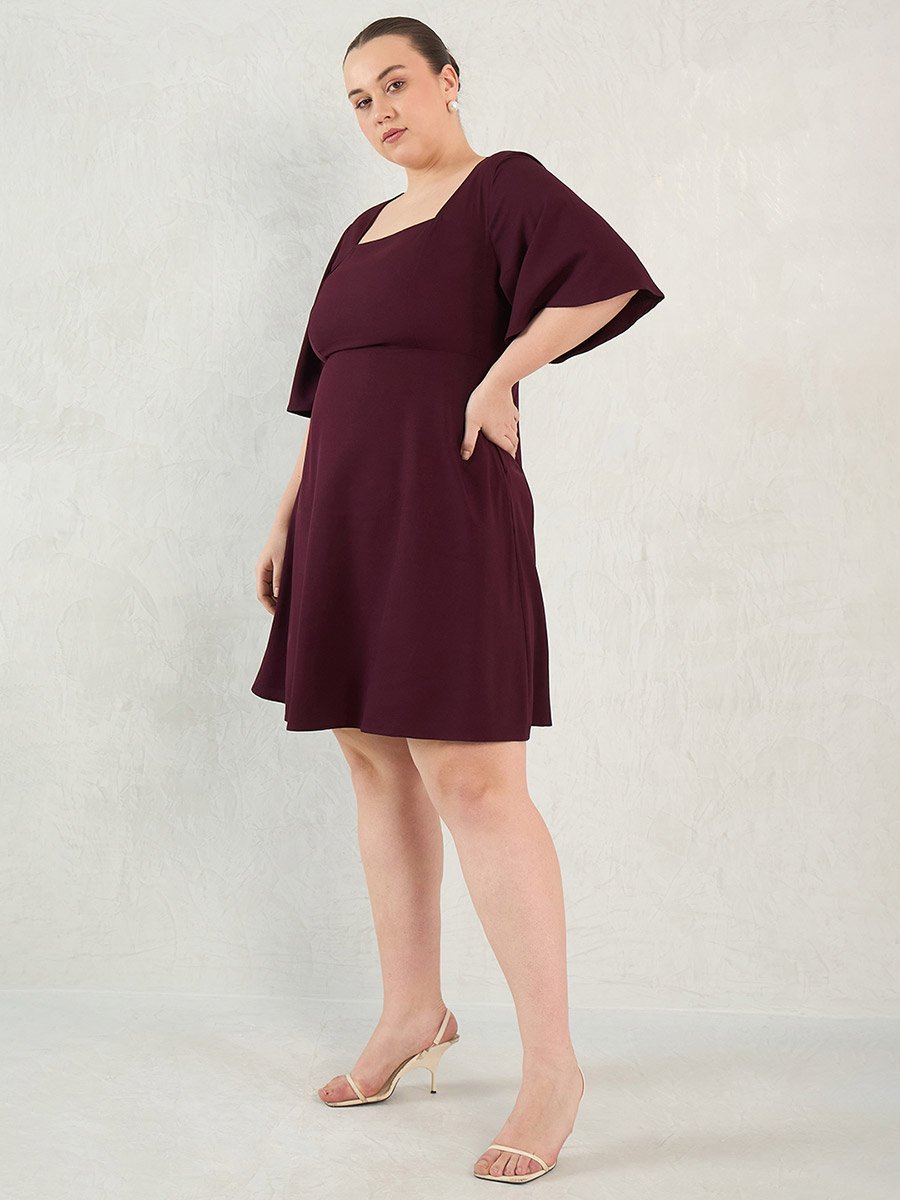 Plus Size Purple Knee Length Dress