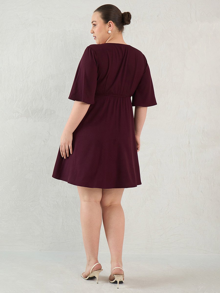 Plus Size Purple Knee Length Dress