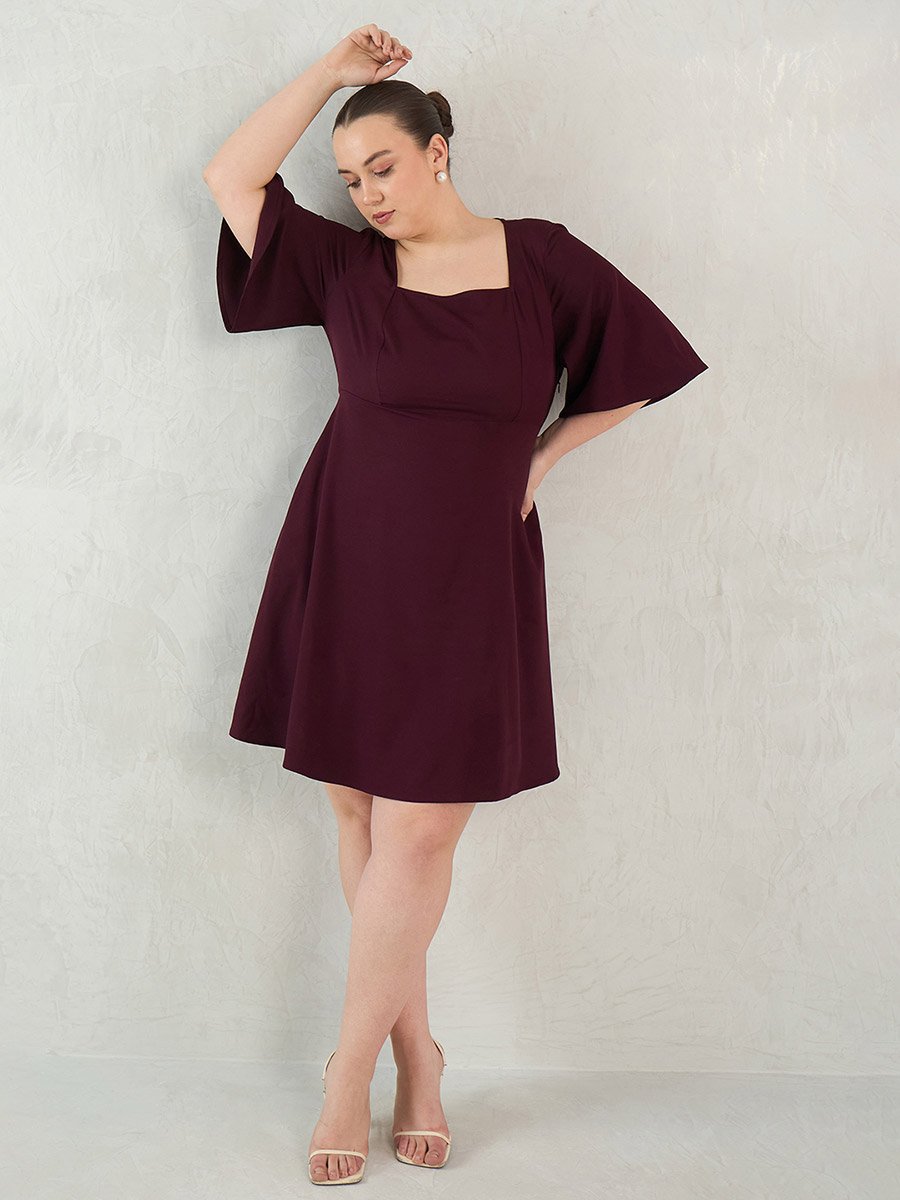 Plus Size Purple Knee Length Dress