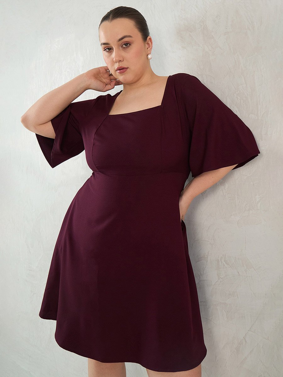 Plus Size Purple Knee Length Dress