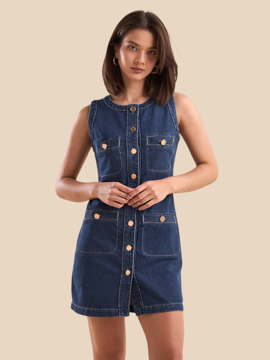 Sleeveless Denim Mini Dress