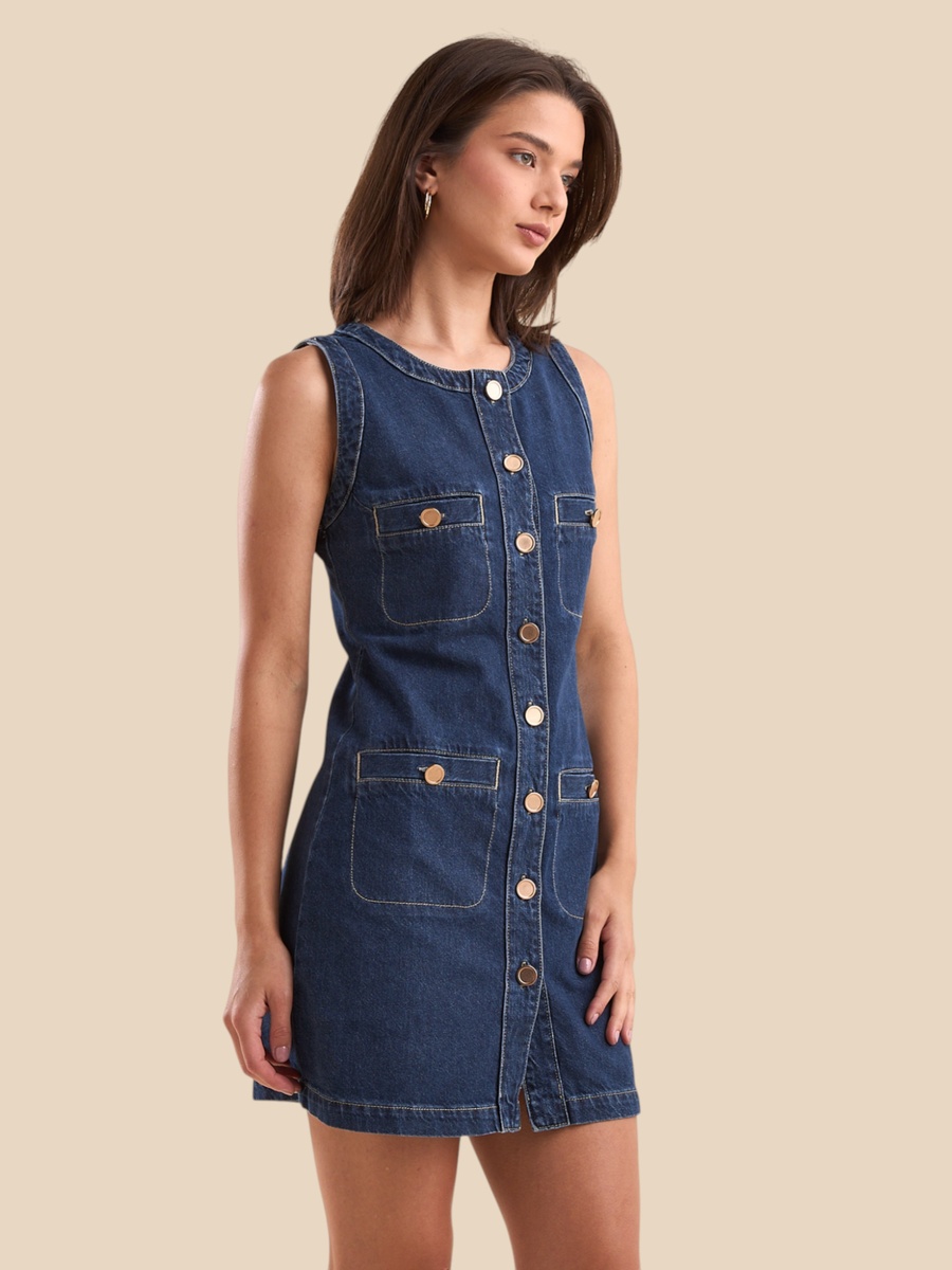 Sleeveless Denim Mini Dress