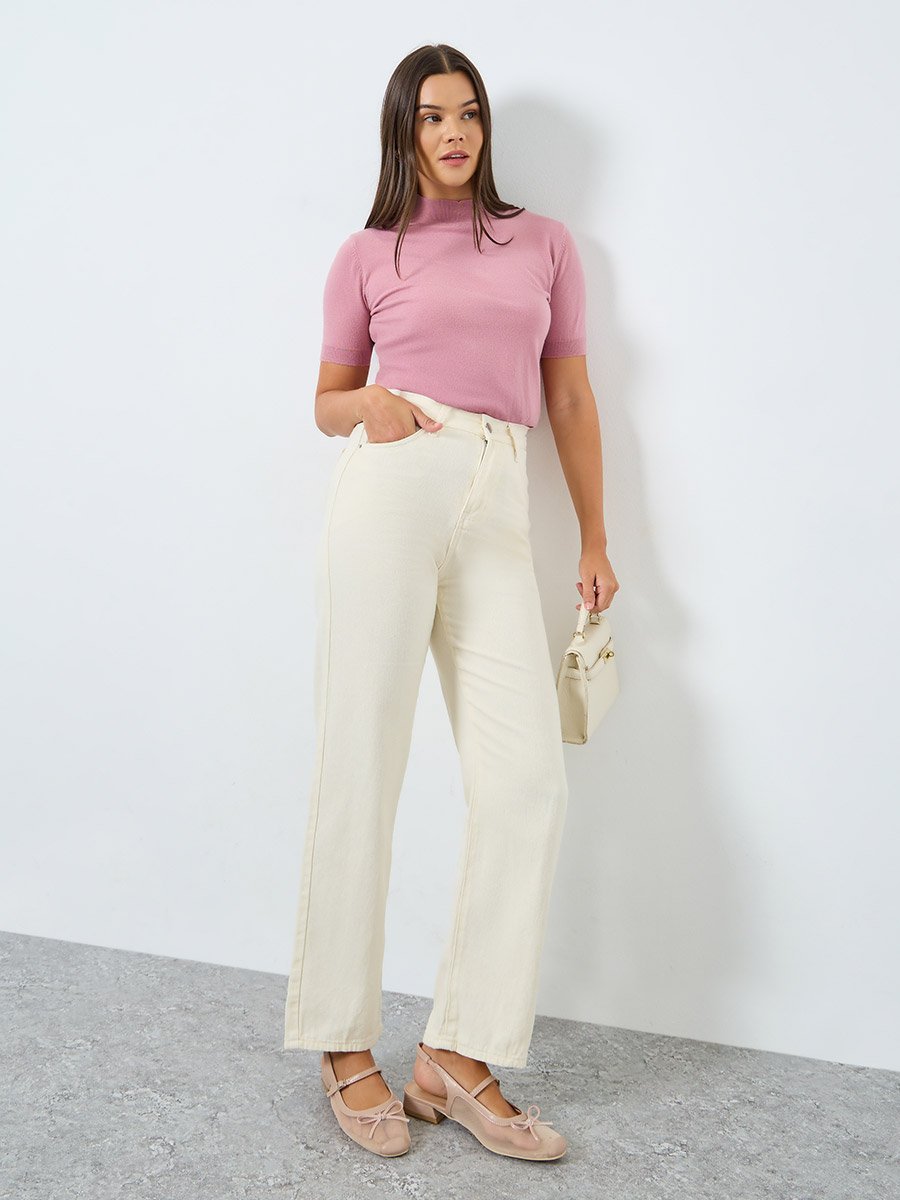 Off White Straight Leg Casual Jeans