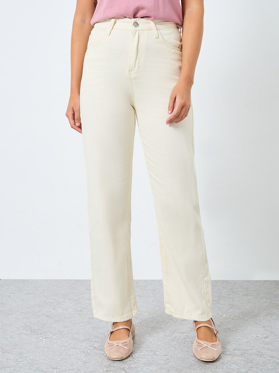 Off White Straight Leg Casual Jeans