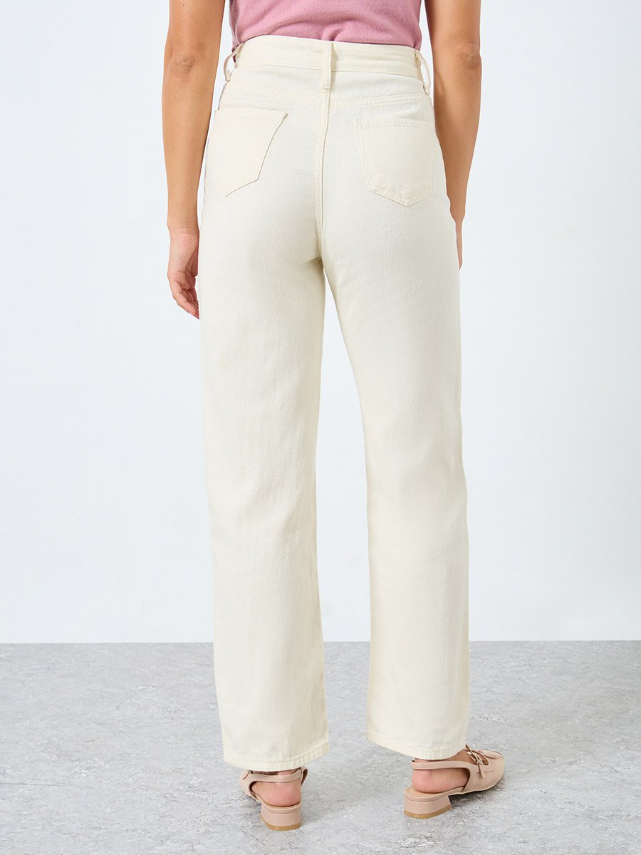 Off White Straight Leg Casual Jeans