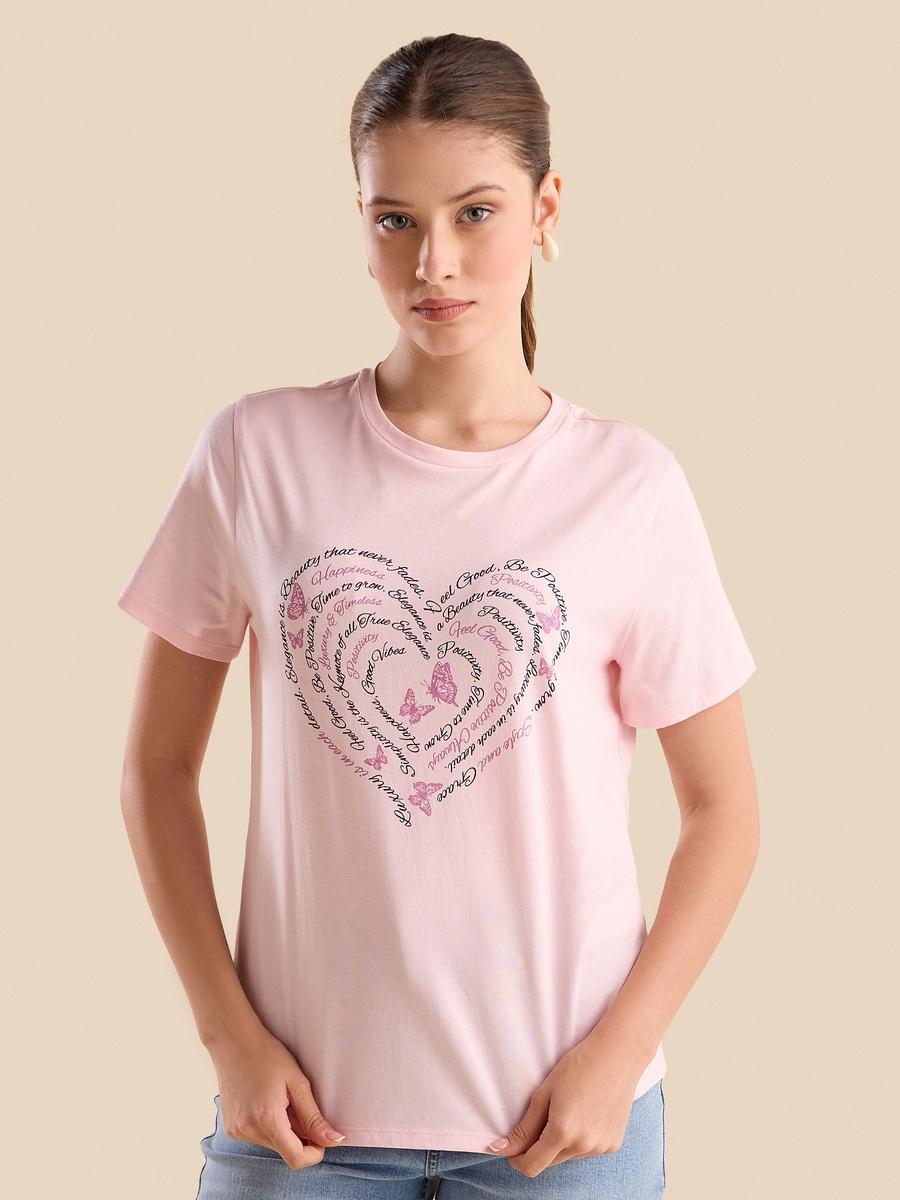 Slogan Heart Print T-Shirt