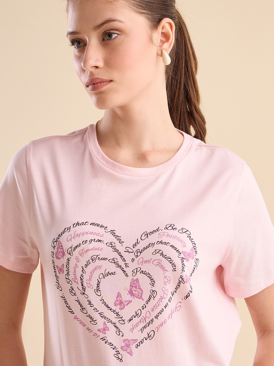 Slogan Heart Print T-Shirt
