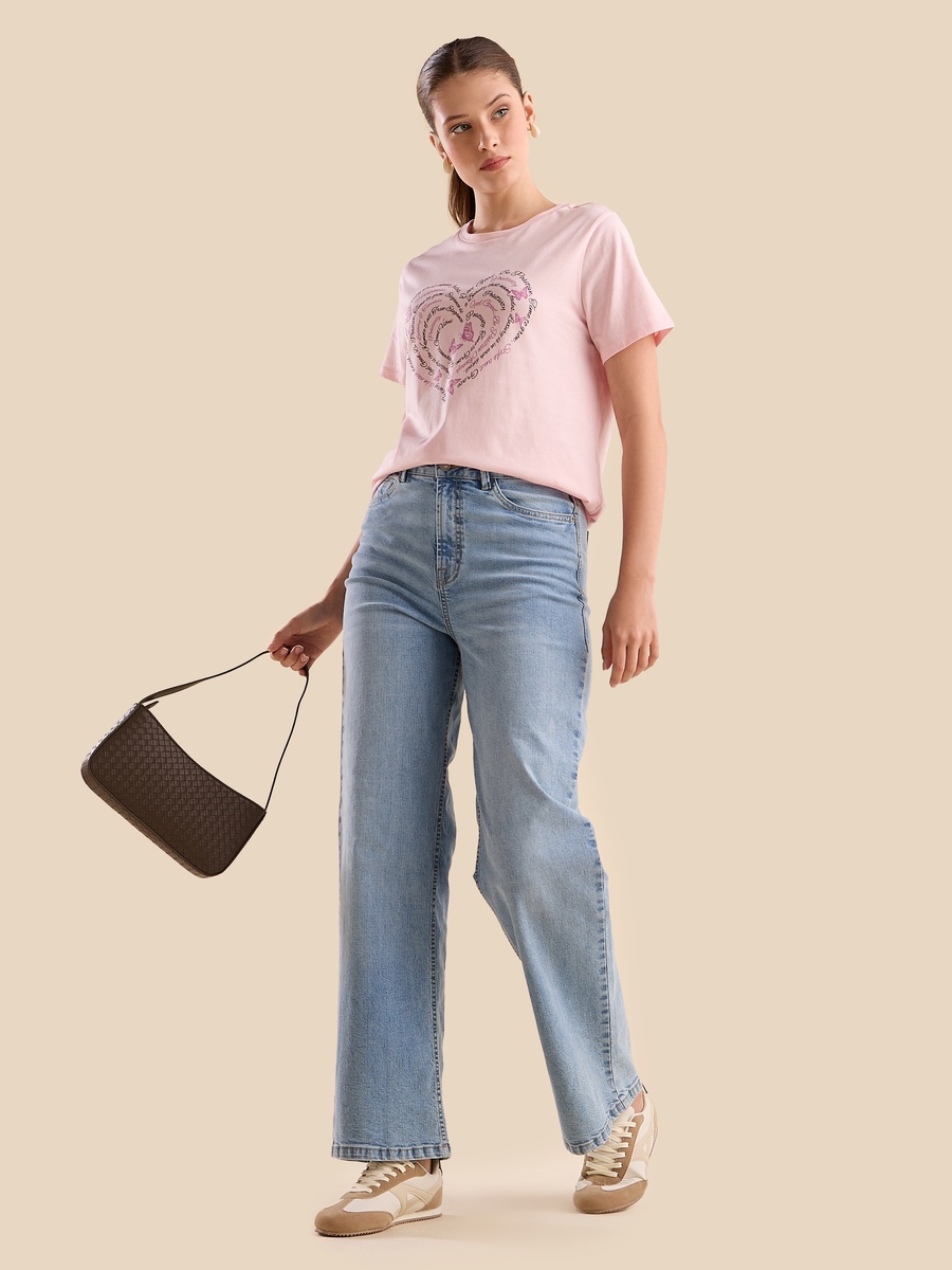 Slogan Heart Print T-Shirt