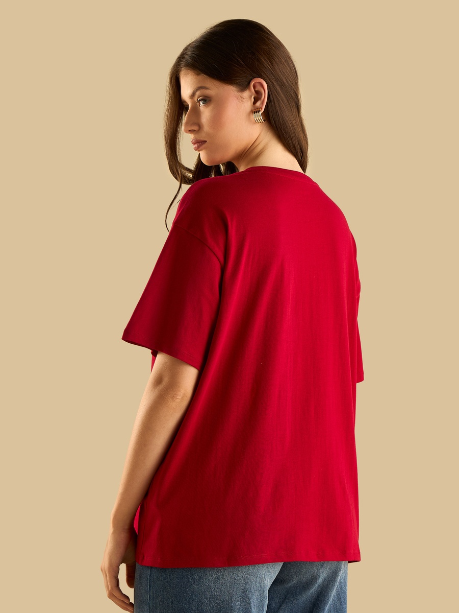 Slogan Embossed Oversized T-Shirt