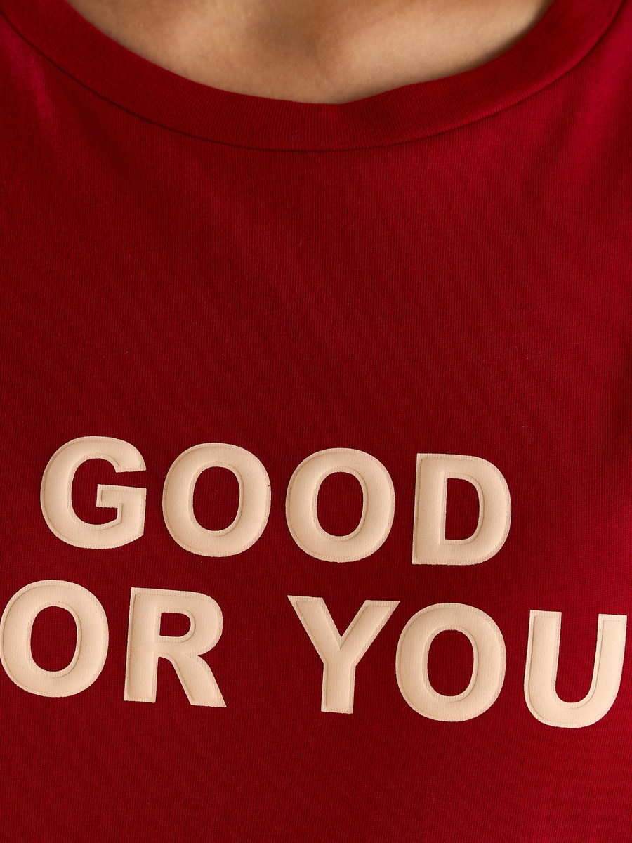 Slogan Embossed Oversized T-Shirt