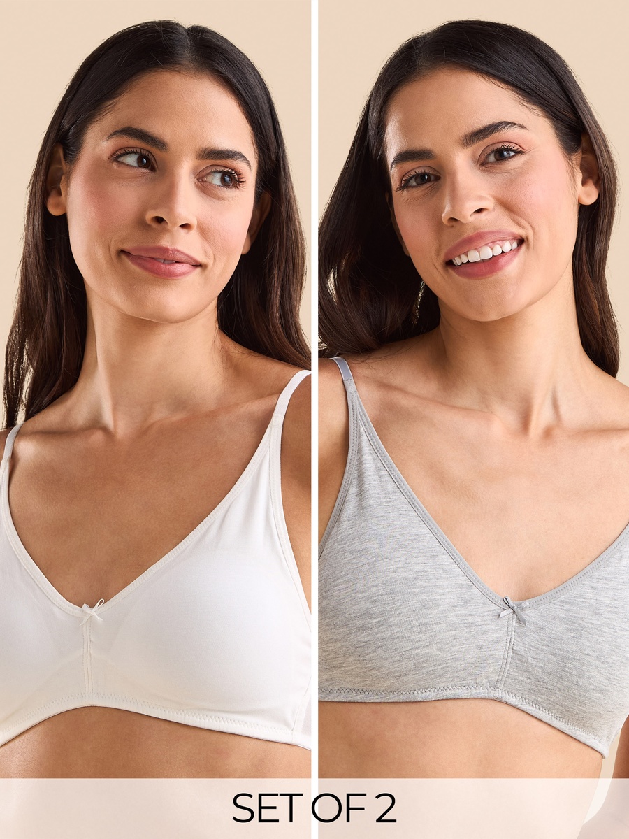 Pack of 2 - Plain Padded Non-Wired A-Frame Bra