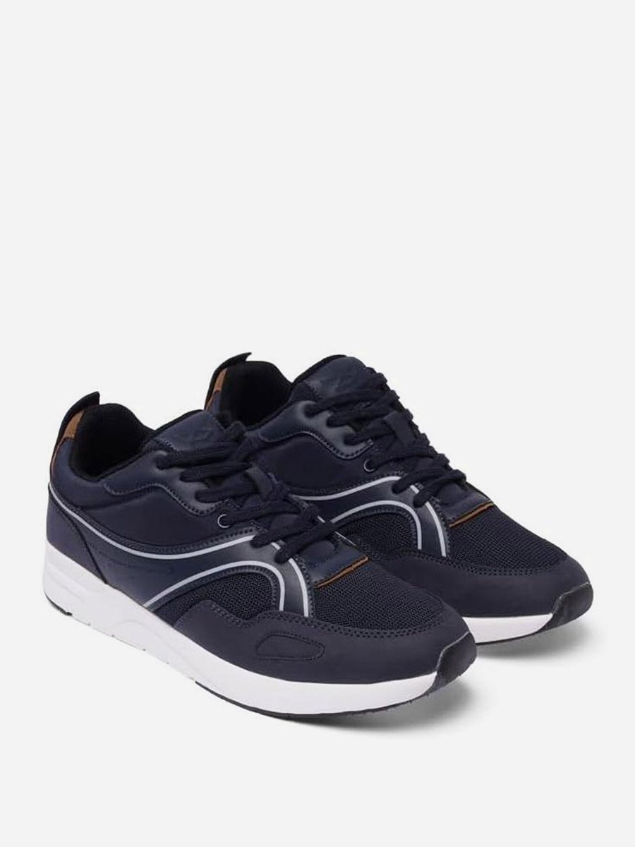Men Navy Blue Lace Up Casual Shoes