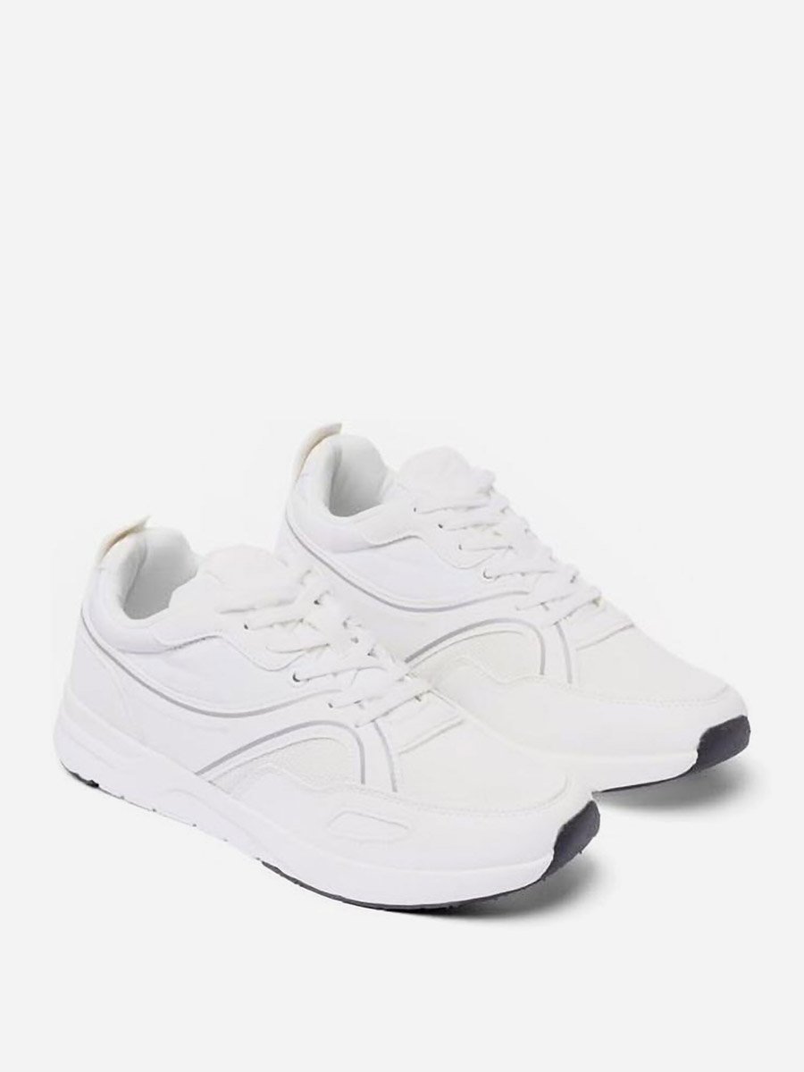 Men White Lace Up Casual Shoes