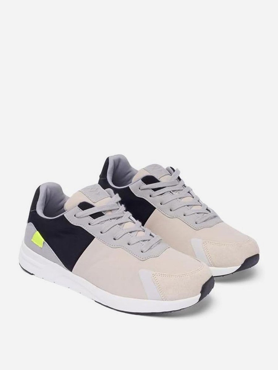Men Contrast Panel Lace Up Shoes