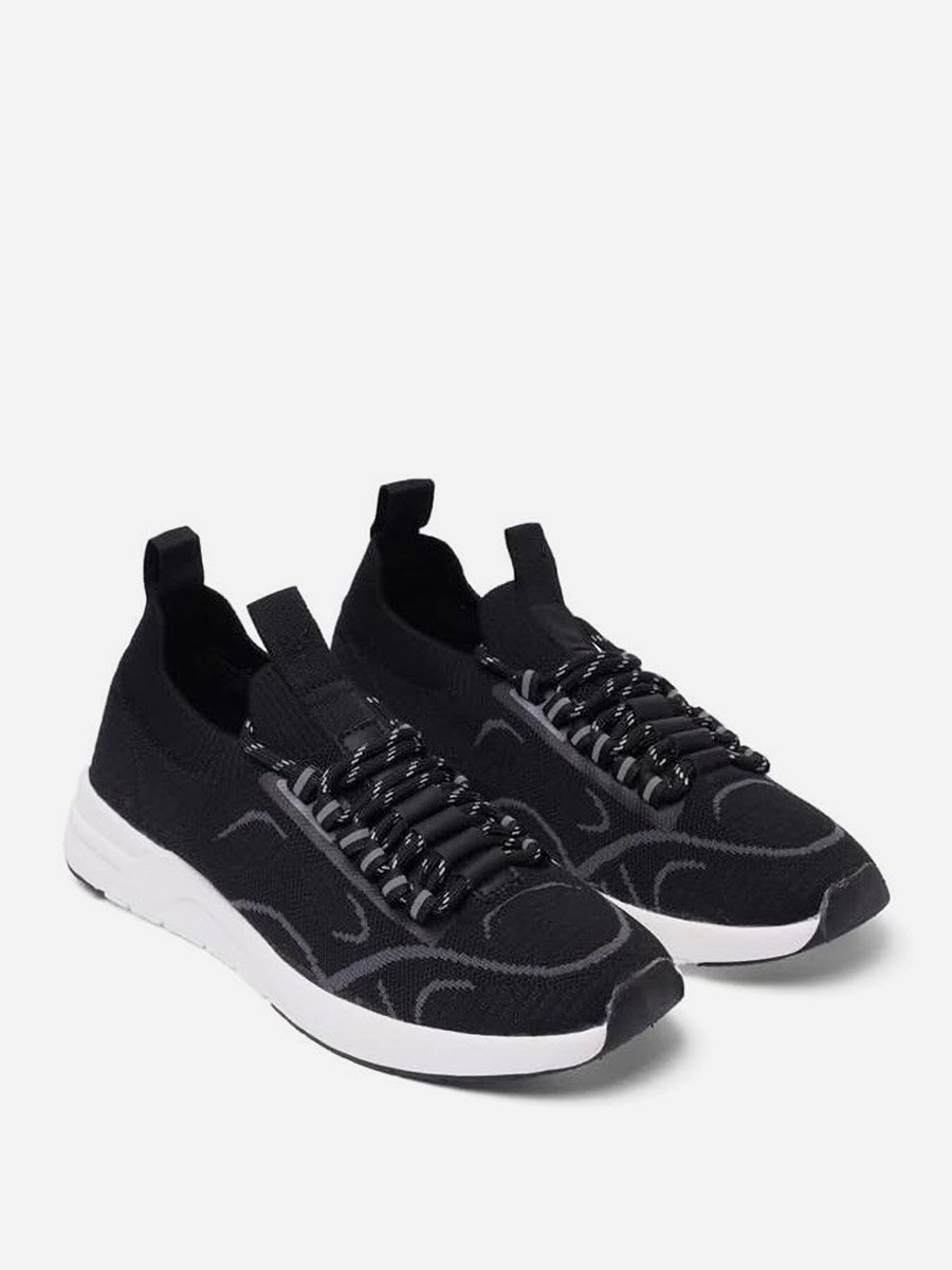 Men Black Knit Patterned Shoes