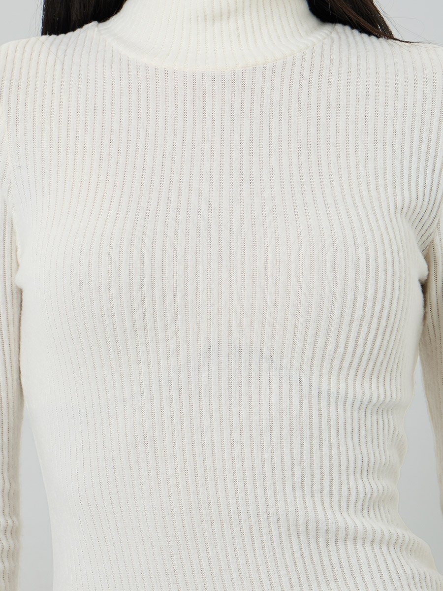 Off White Ribbed Bodycon Mini Dress