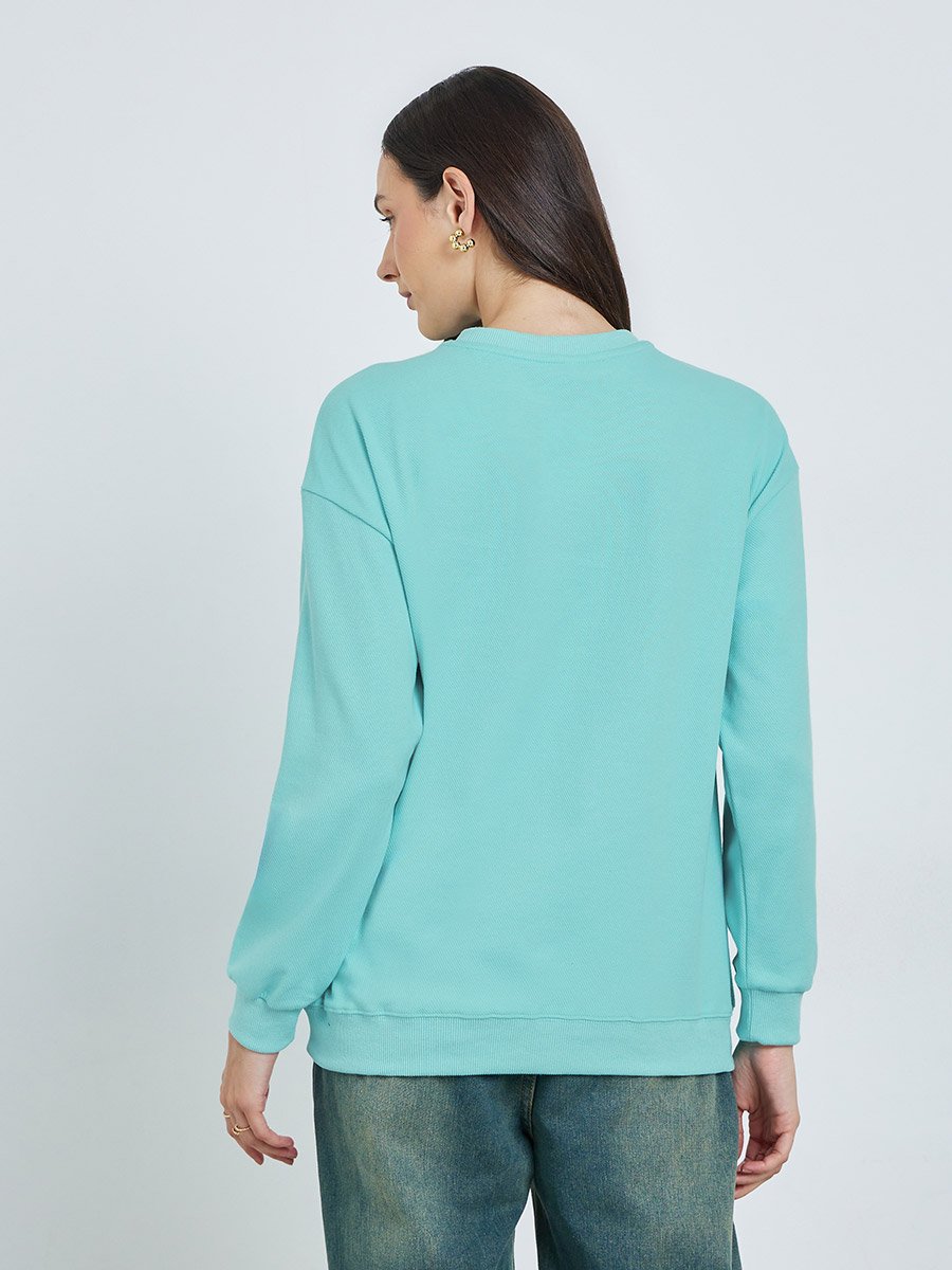 Green 3D Patch Detail Regular Fit Sweatshirt