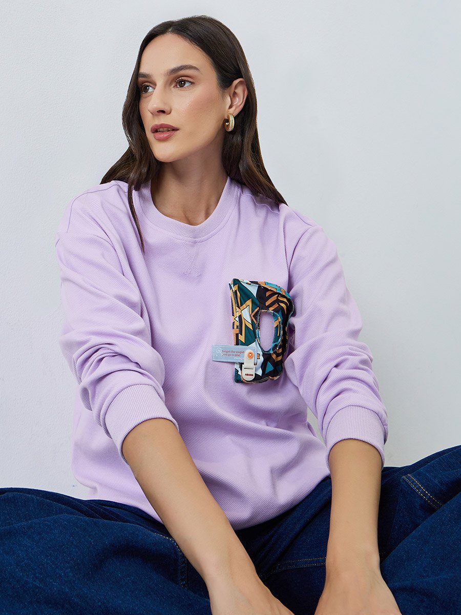 Purple 3D Patch Detail Regular Fit Sweatshirt