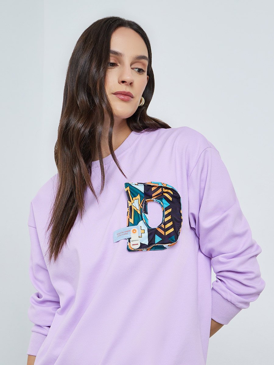 Purple 3D Patch Detail Regular Fit Sweatshirt