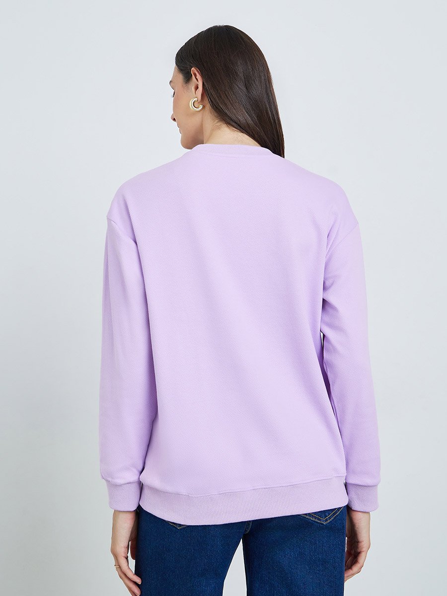 Purple 3D Patch Detail Regular Fit Sweatshirt