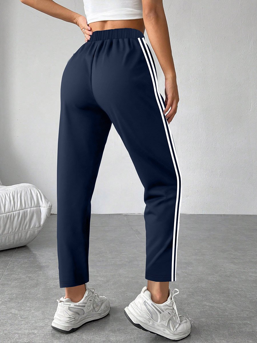 Dark Blue Side Stripe Detail Joggers