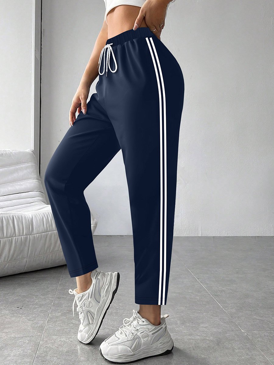 Dark Blue Side Stripe Detail Joggers