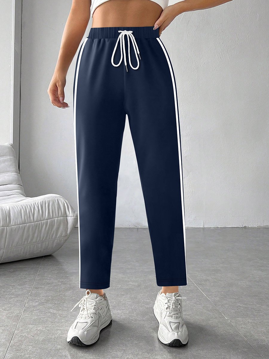 Dark Blue Side Stripe Detail Joggers