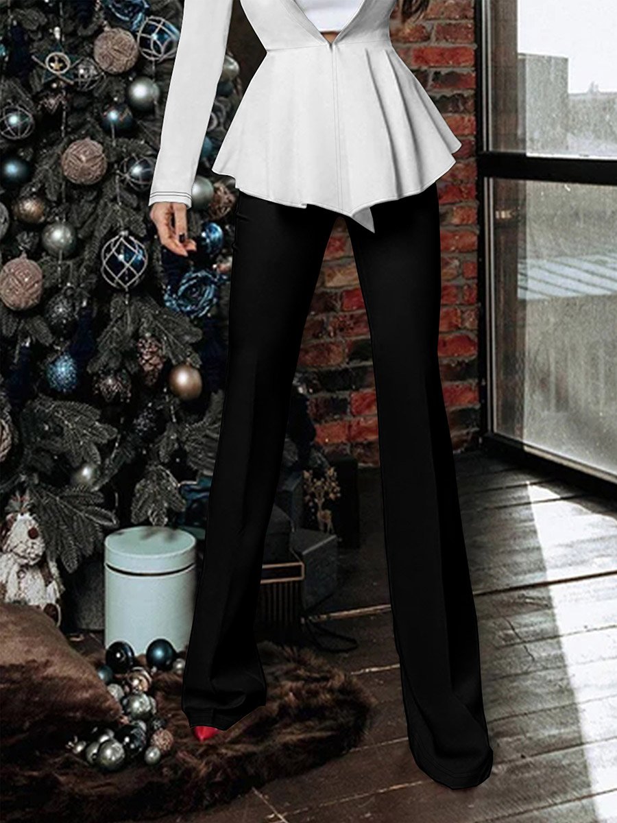 Solid Elastic Waistband Skinny Pants