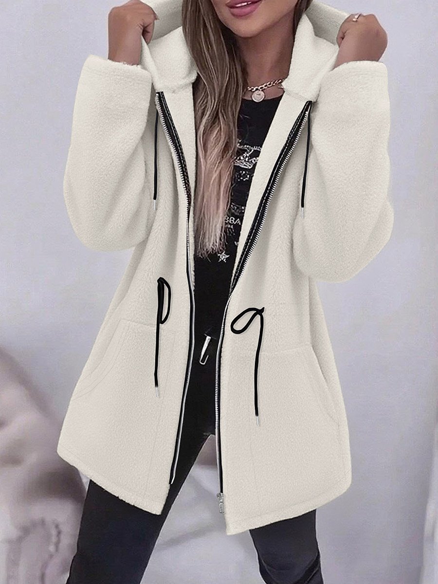 Plus Size Longline Zip-Up Hooded Jacket