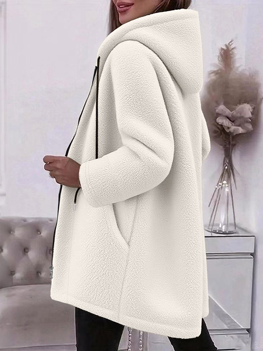 Plus Size Longline Zip-Up Hooded Jacket