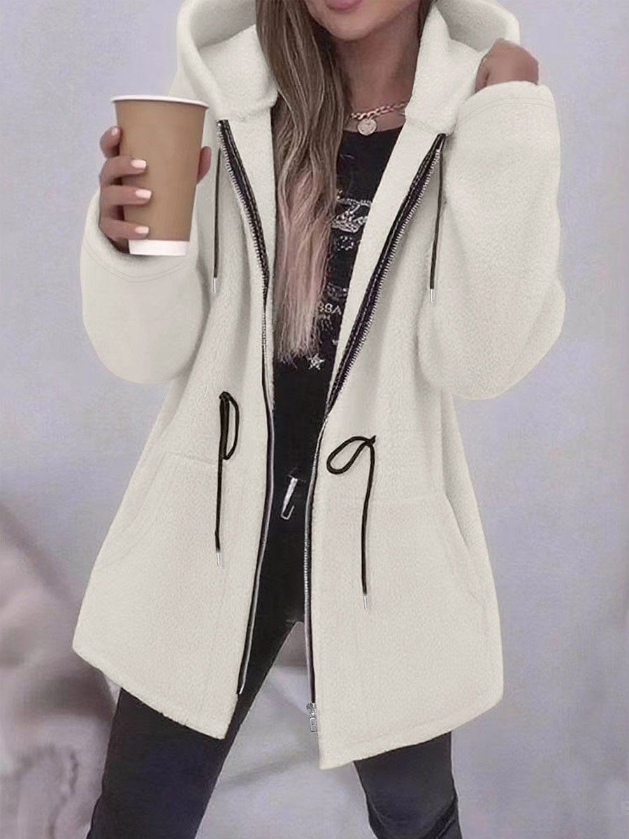 Plus Size Longline Zip-Up Hooded Jacket