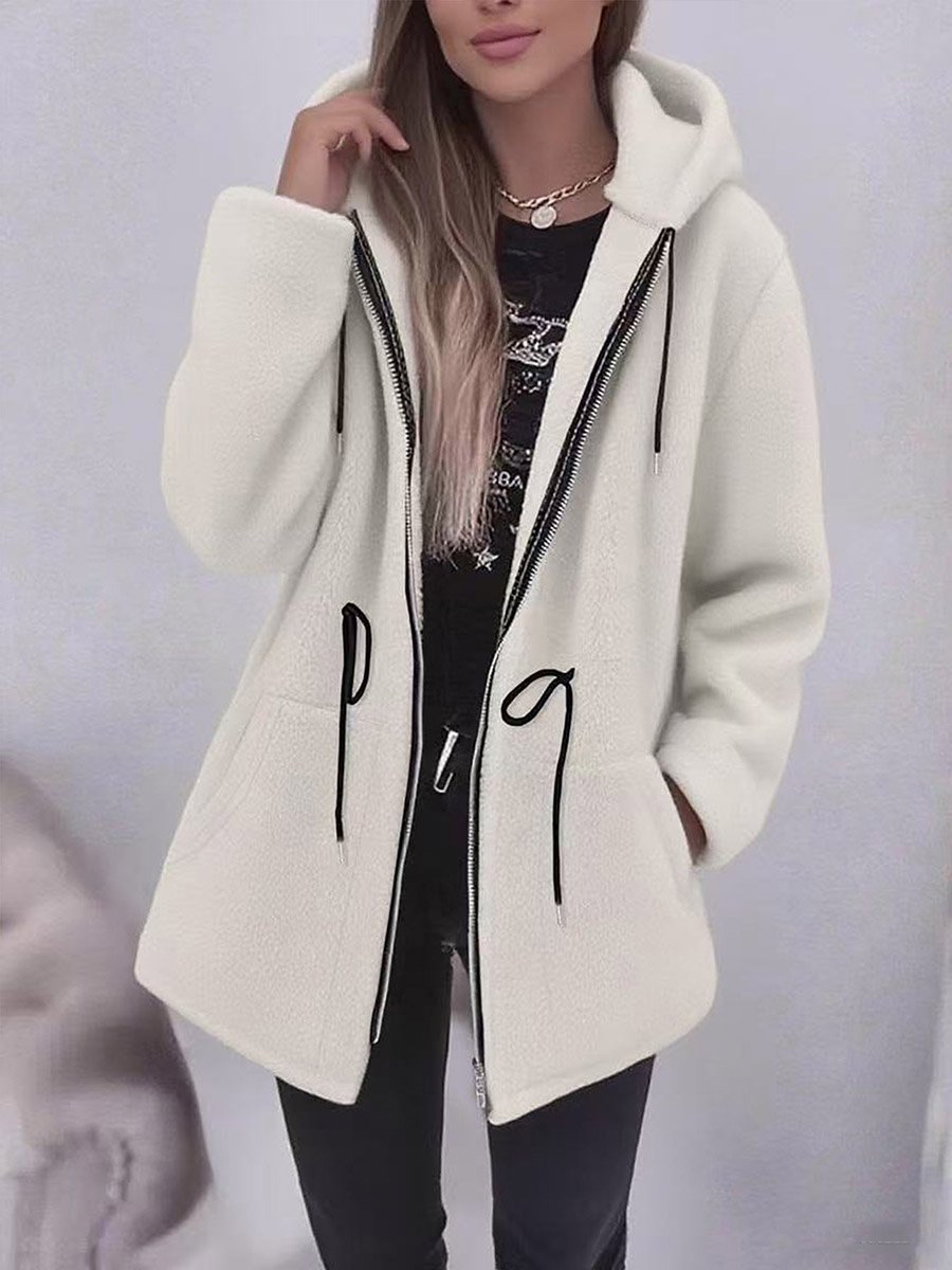 Plus Size Longline Zip-Up Hooded Jacket