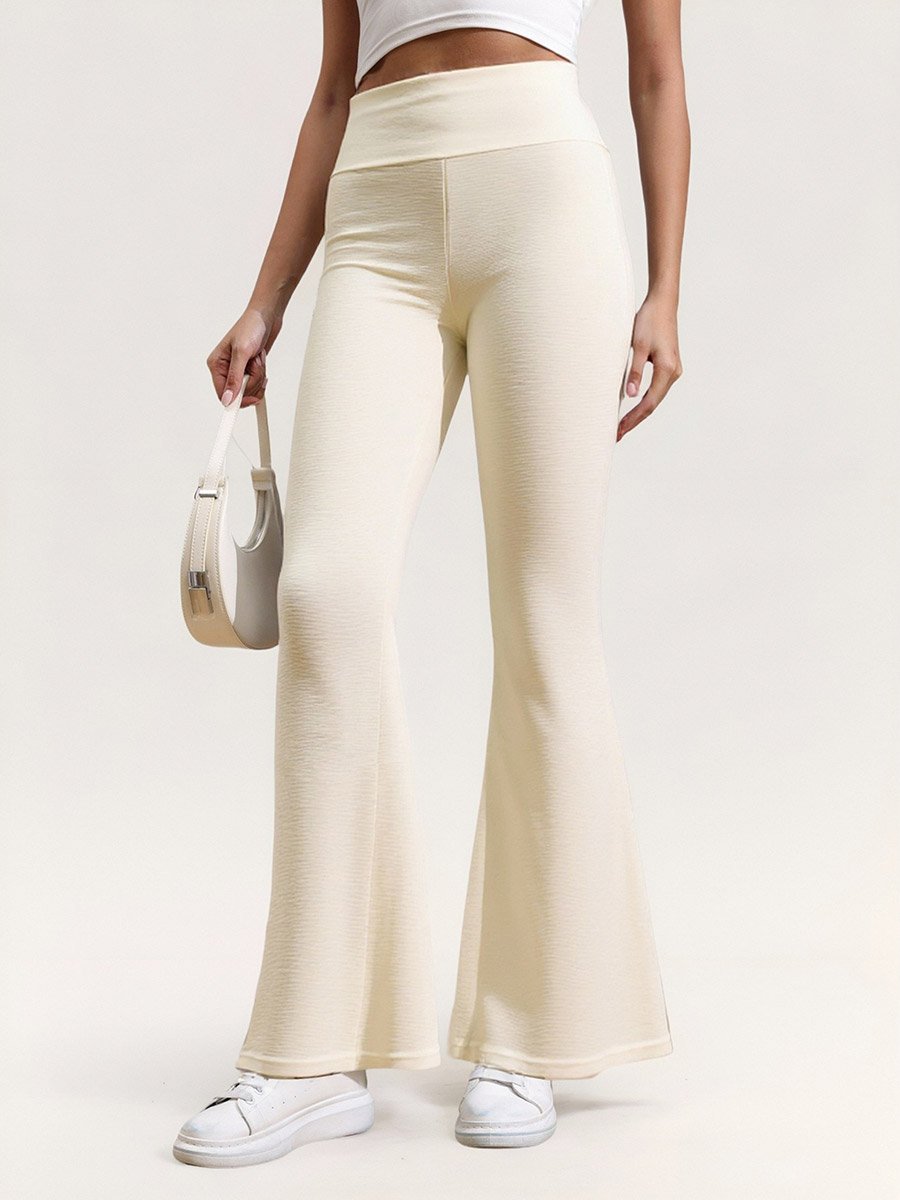 Cream High Rise Flare Pants