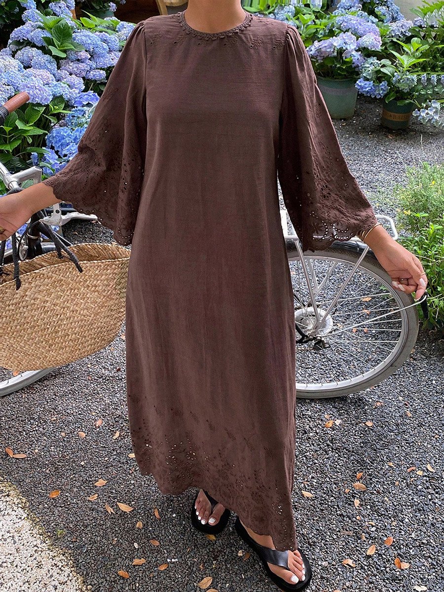 Solid Cut Out Detail A-Line Maxi Dress