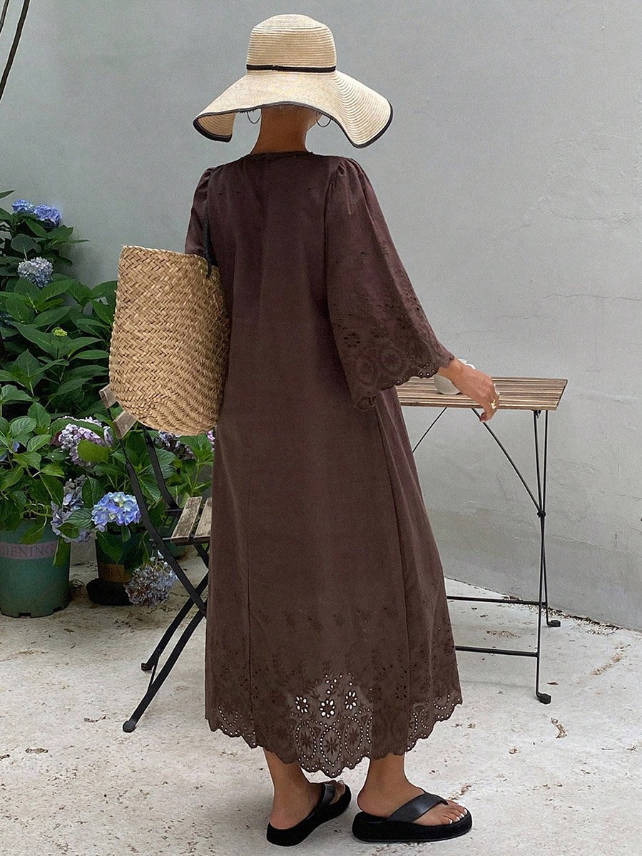 Solid Cut Out Detail A-Line Maxi Dress