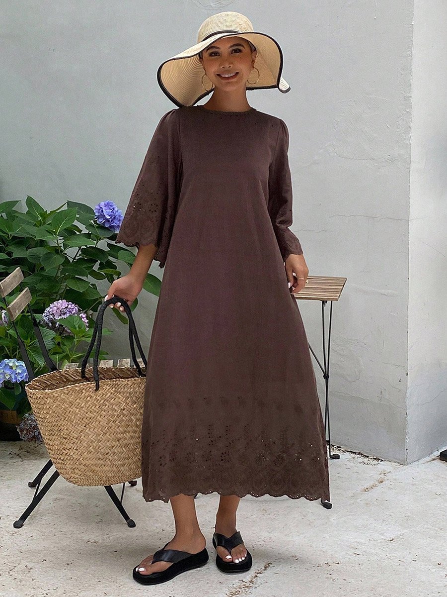 Solid Cut Out Detail A-Line Maxi Dress