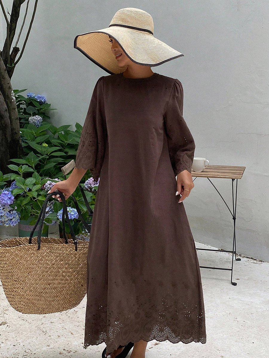 Solid Cut Out Detail A-Line Maxi Dress