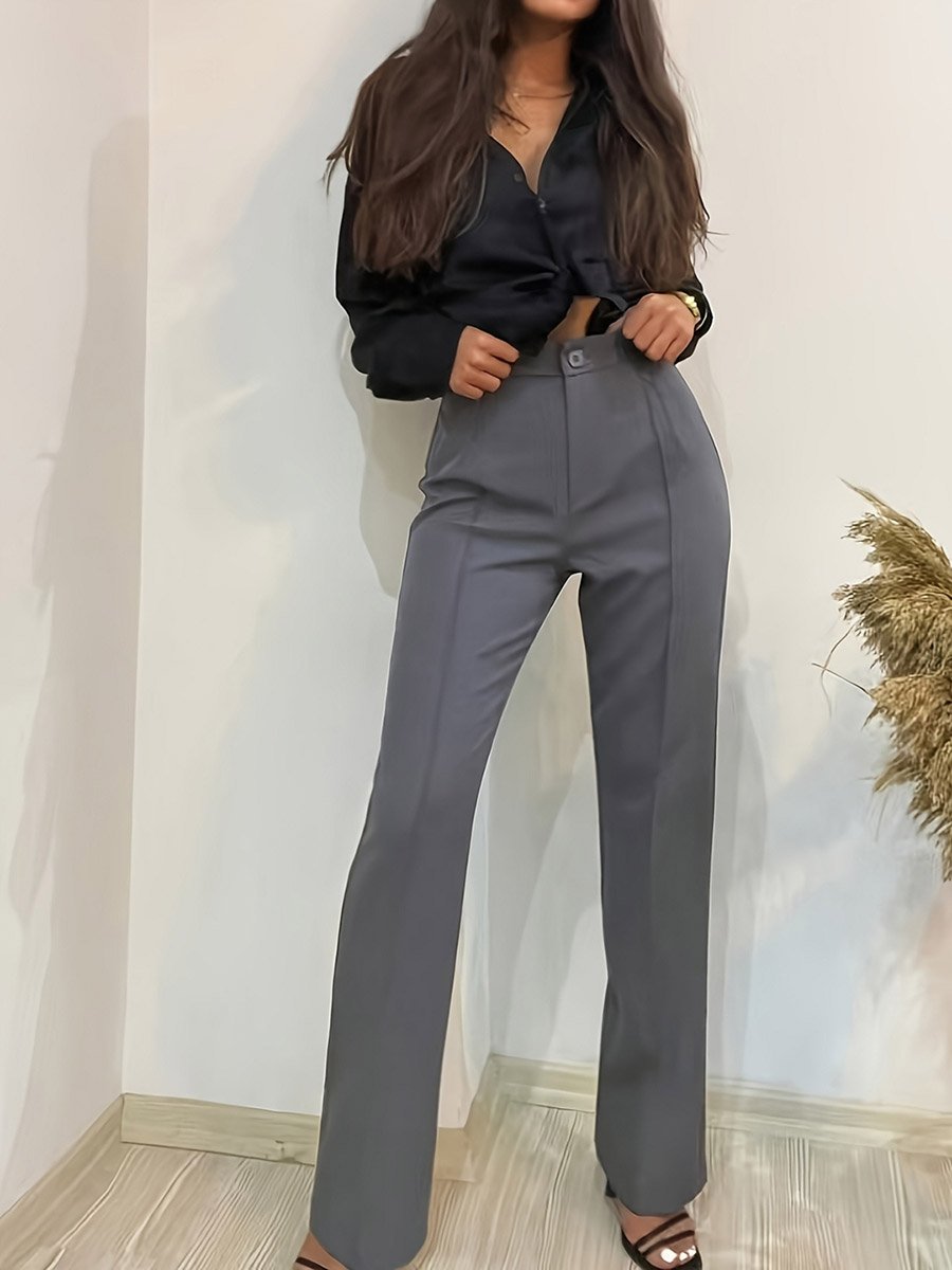 Women Solid Straight Leg Pants