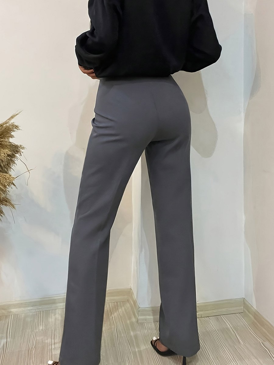 Women Solid Straight Leg Pants