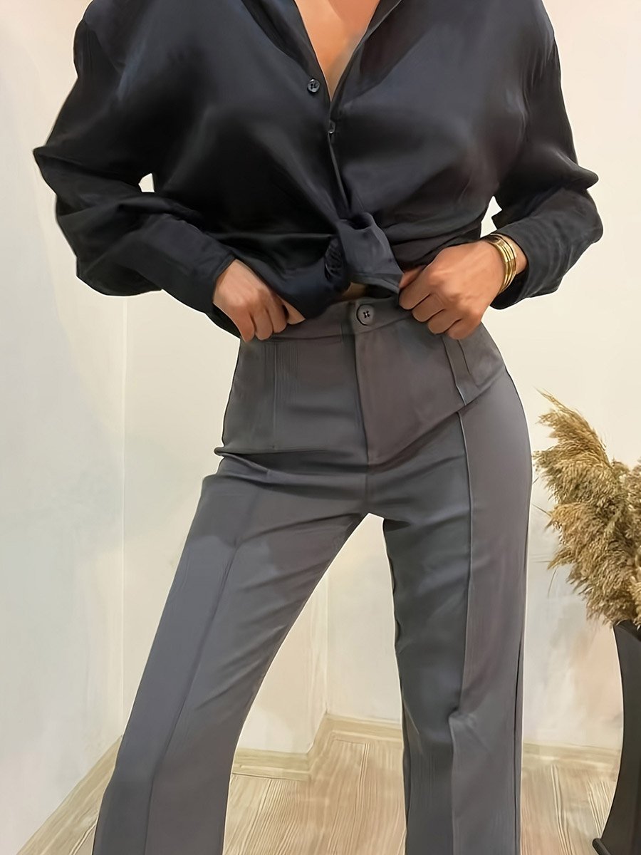 Women Solid Straight Leg Pants