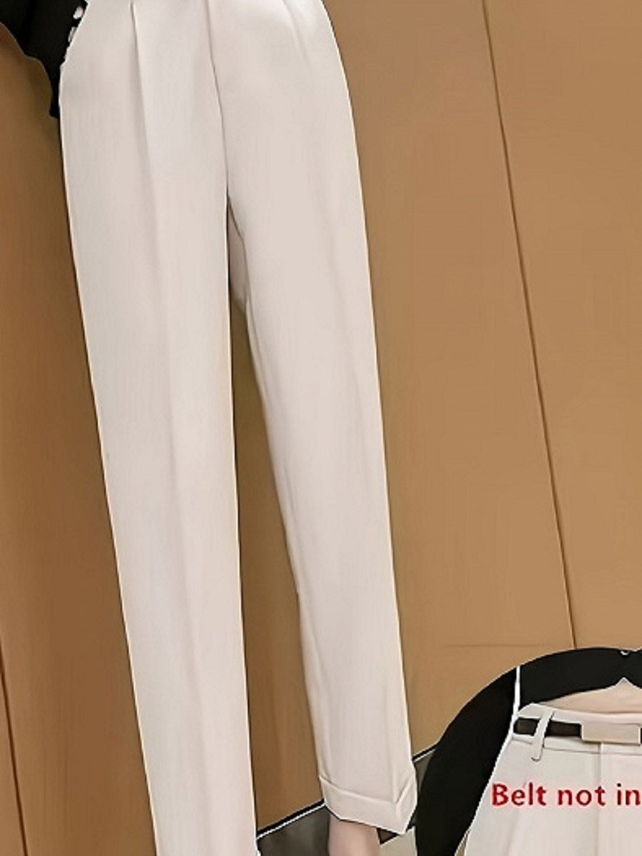 Solid Pocket Detail Straight Leg Pants