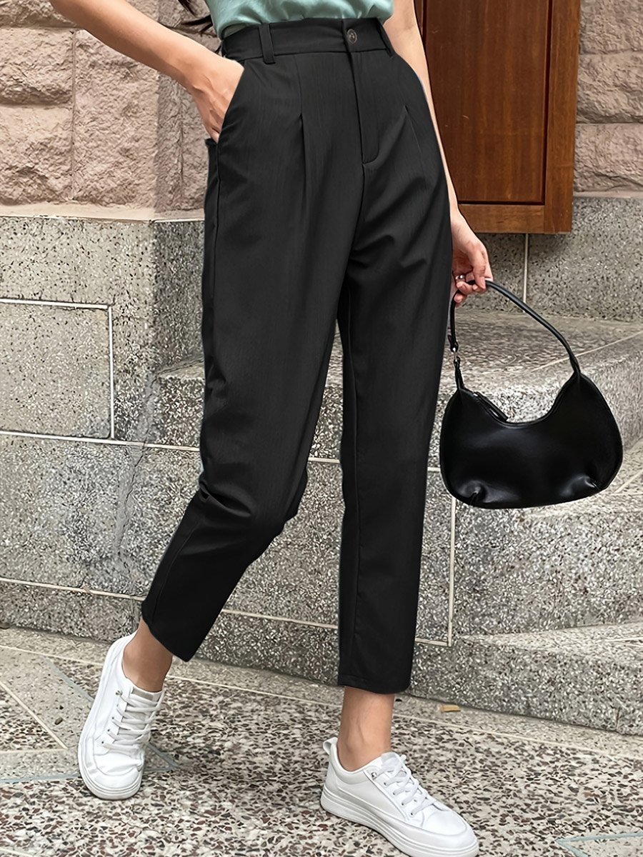 Solid Pocket Detail Ankle Length Skinny Pants